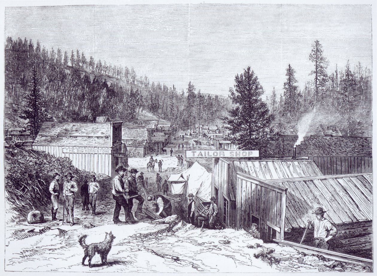 The Indian War, Deadwood City, Black Hills of Dakota, from a photograph by S. J. Morrow   by American School