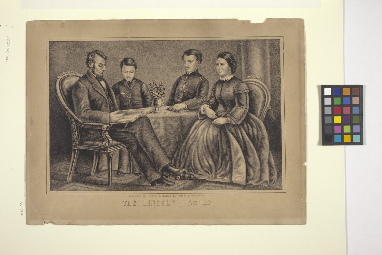 Lincoln Ailesi (litografi) by American School