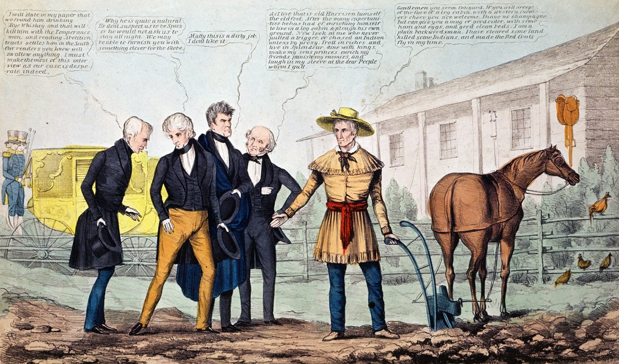 The North Bend Farmer ve Ziyaretçileri, H.R. Robinson tarafından yayınlanan karikatür, c.1840-42 by American School
