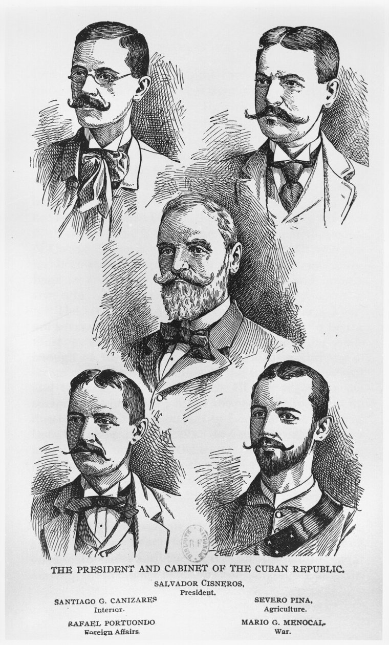 Başkan Salvador Cisneros Betancourt (1828-1914) ve Küba Cumhuriyeti Kabinesi, c. 1895, Werner Company