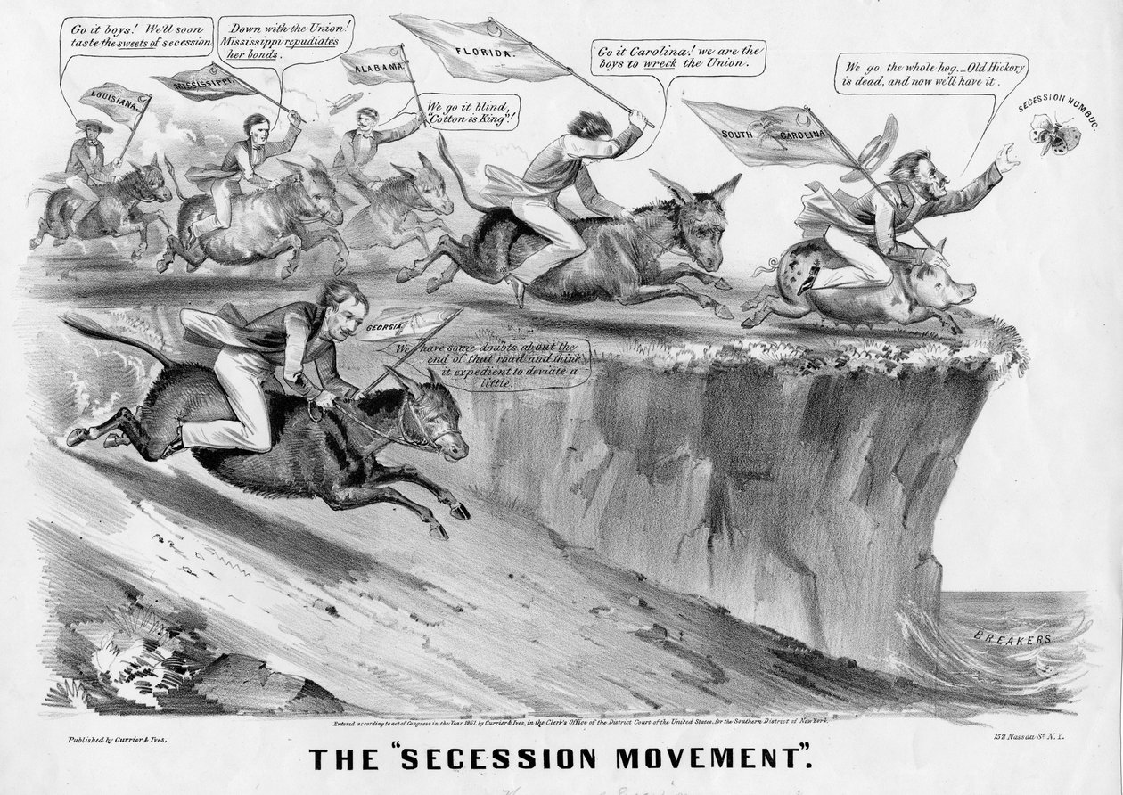 The Secession Movement, Currier & Ives tarafından yayınlandı, New York, 1861 by American School