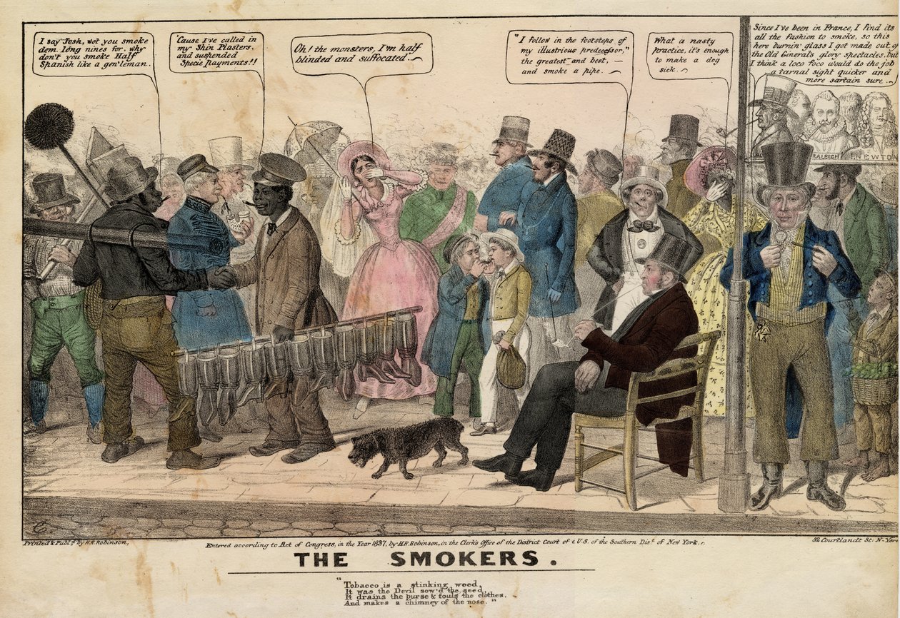 The Smokers, c.1837 (el boyaması taş) by American School