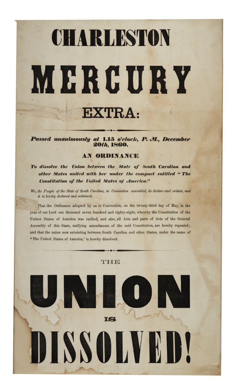 Birlik dağıldı! (Charleston Mercury, Ekstra Baskı), 20 Aralık 1860 by American School