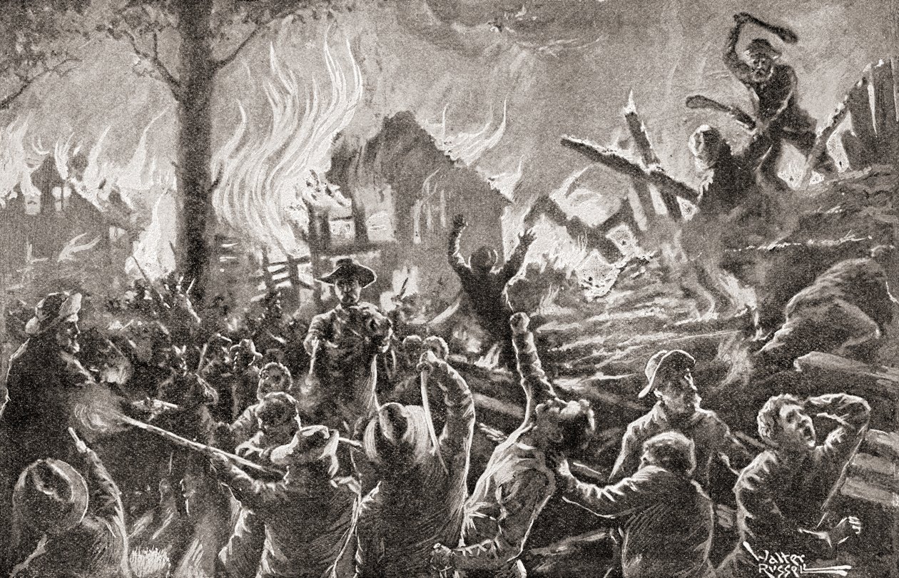 Kansas'taki iç savaş, diğer adıyla Kanayan Kansas, Kanlı Kansas veya Sınır Savaşı, 'Ülkemizin Tarihi'nden, 1905'te yayınlandı (litho) by American School