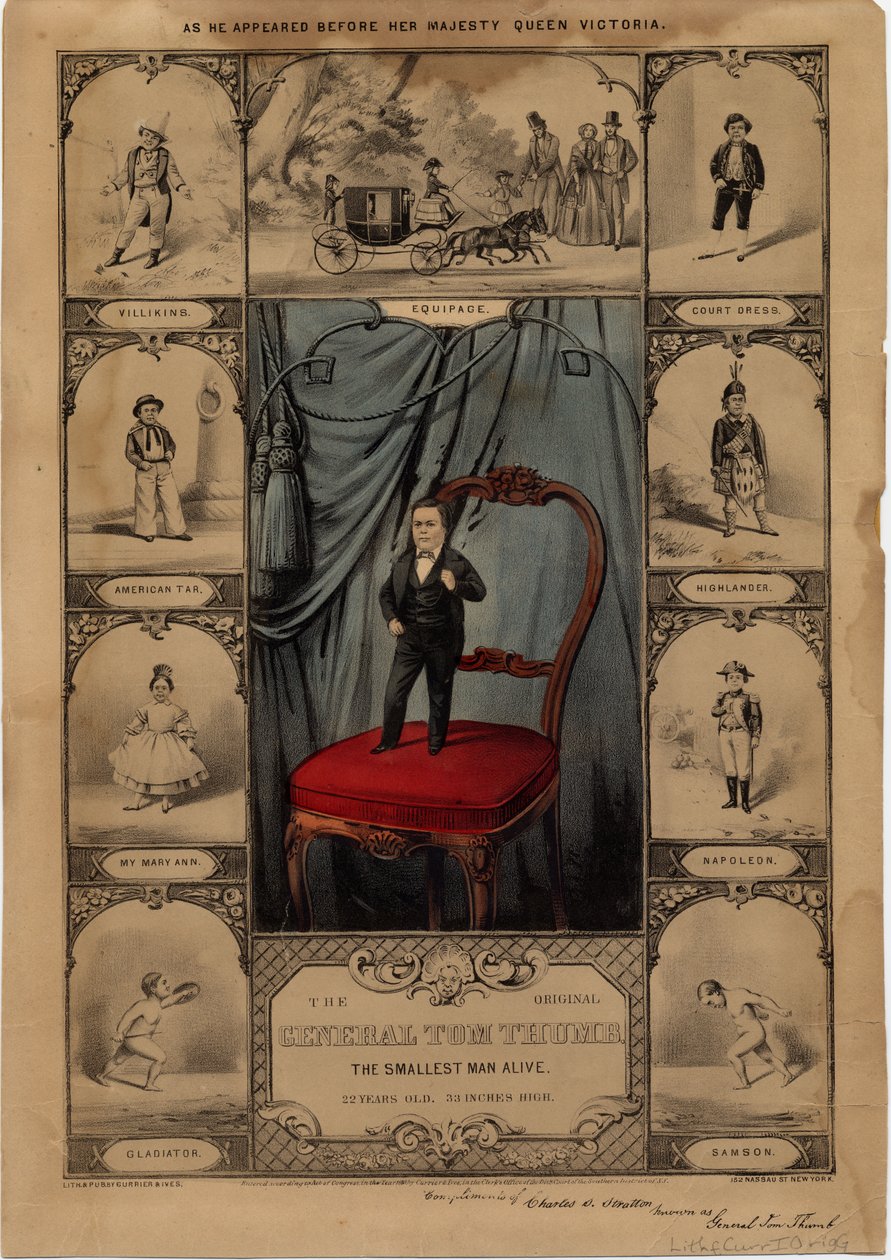 Orijinal General Tom Thumb: yaşayan en küçük adam, pub. Currier & Ives tarafından, 1860 by American School