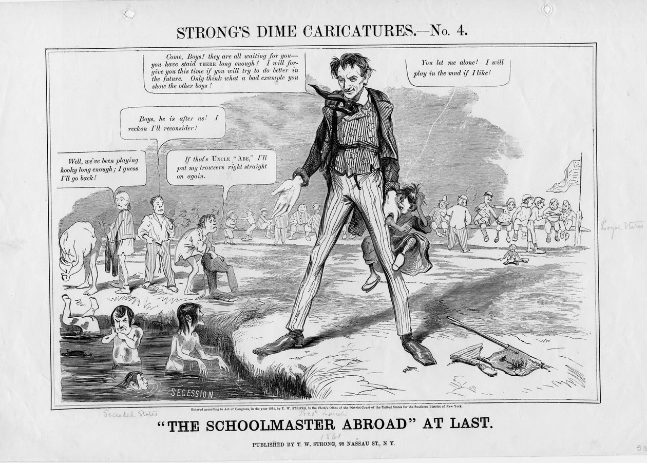 Sonunda yurtdışındaki okul müdürü : Strongs dime karikatürleri, hayır. 4, T.W. Güçlü, New York, 1861 by American School