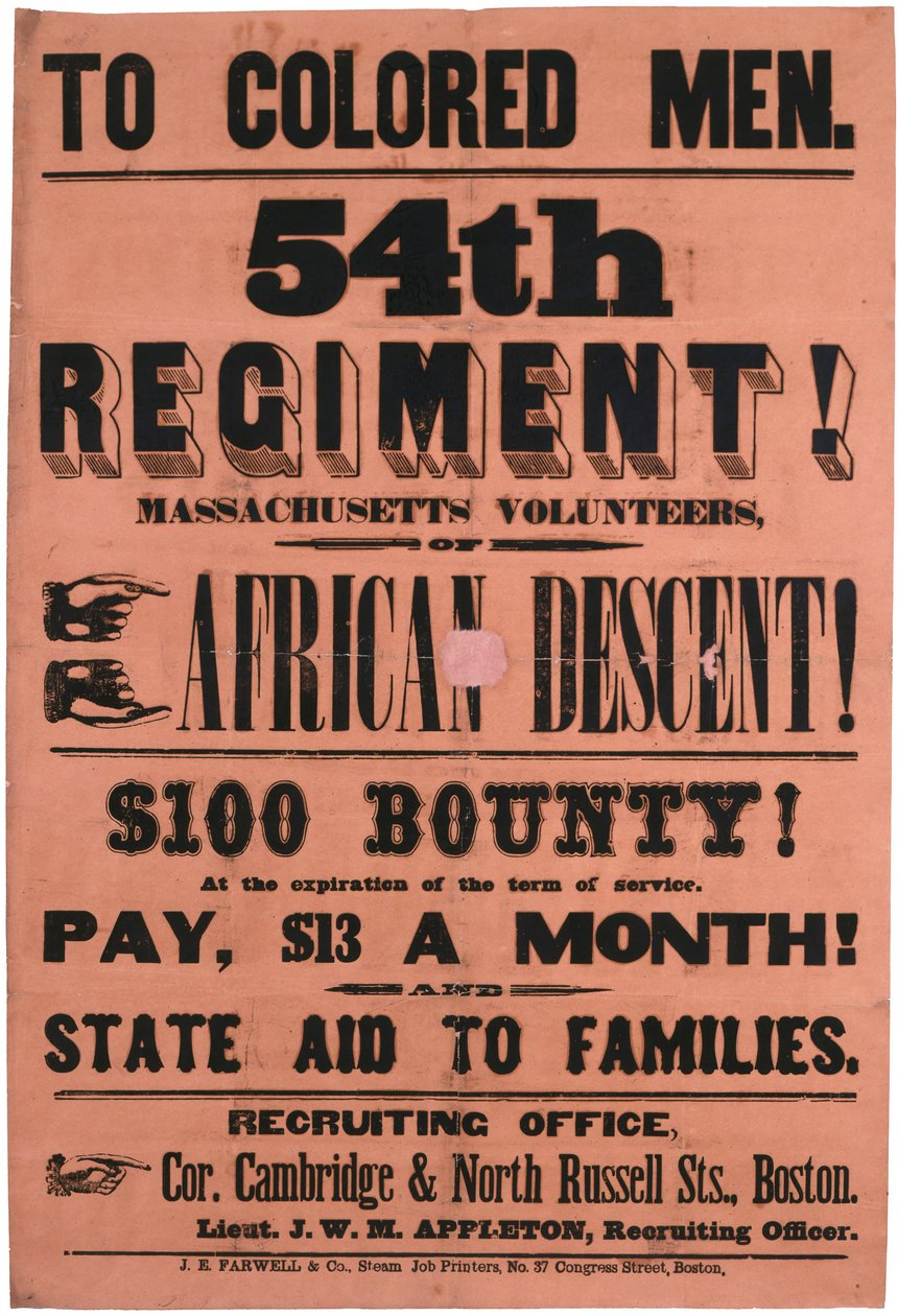 Renkli Erkeklere. 54. Alay! Afrika kökenli Massachusetts Gönüllüleri, 1863 by American School