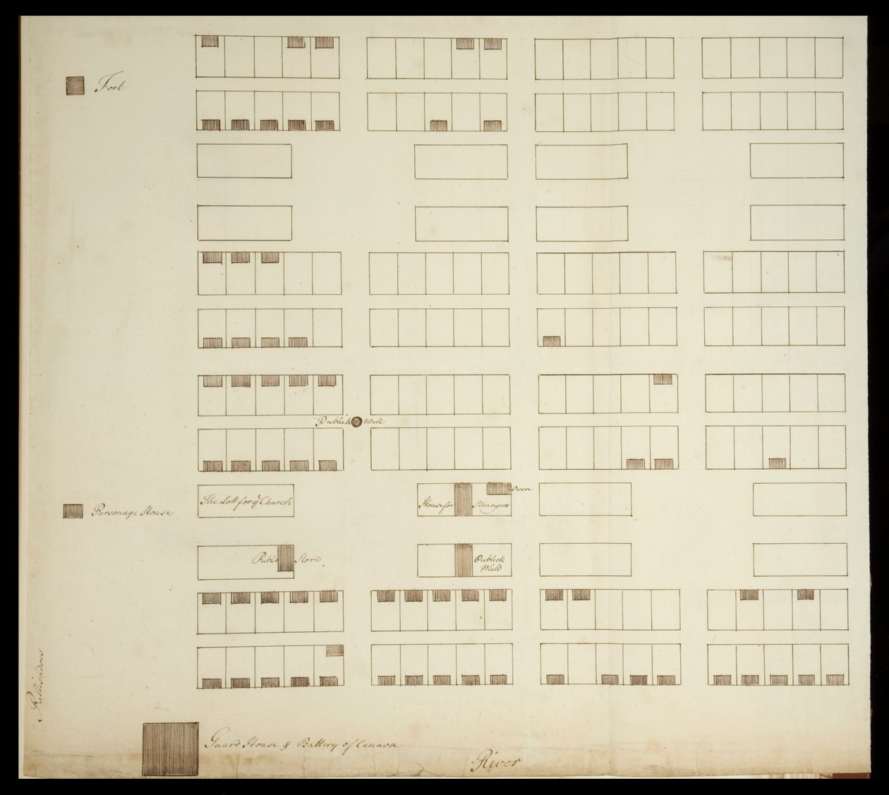 Savannah Şehir Planı, c.1733 (kağıt üzerine kalem ve mürekkep) by American School