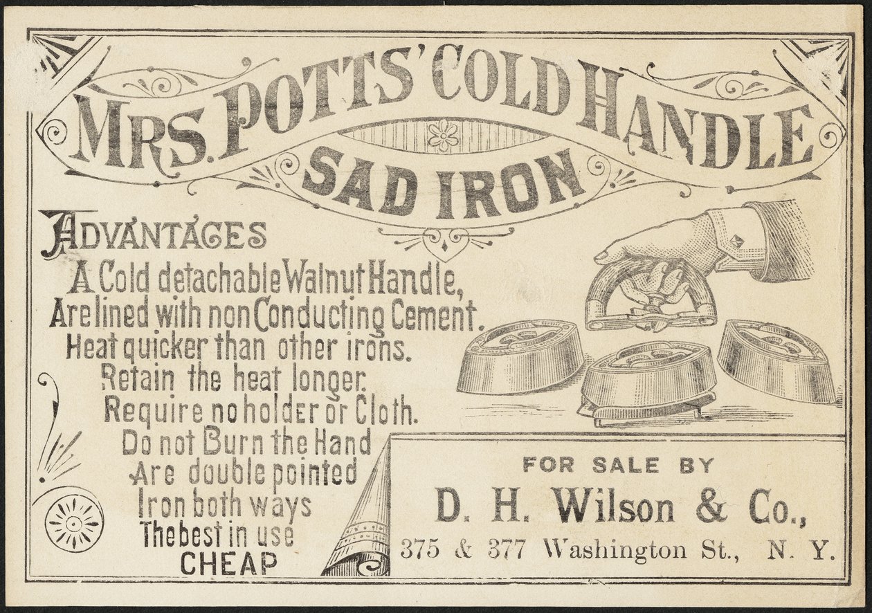 Bayan Potts için ticaret kartı" Soğuk Saplı Üzgün Demir, c.1870-1900 by American School