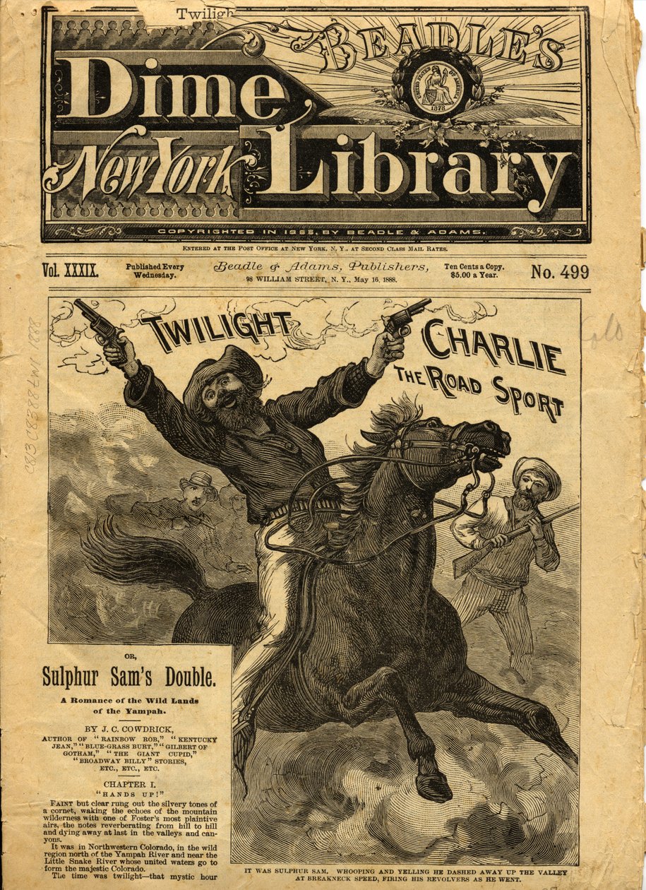 Alacakaranlık Charlie, Beadles New York Dime Romanının Ön Kapağı, 1888 by American School