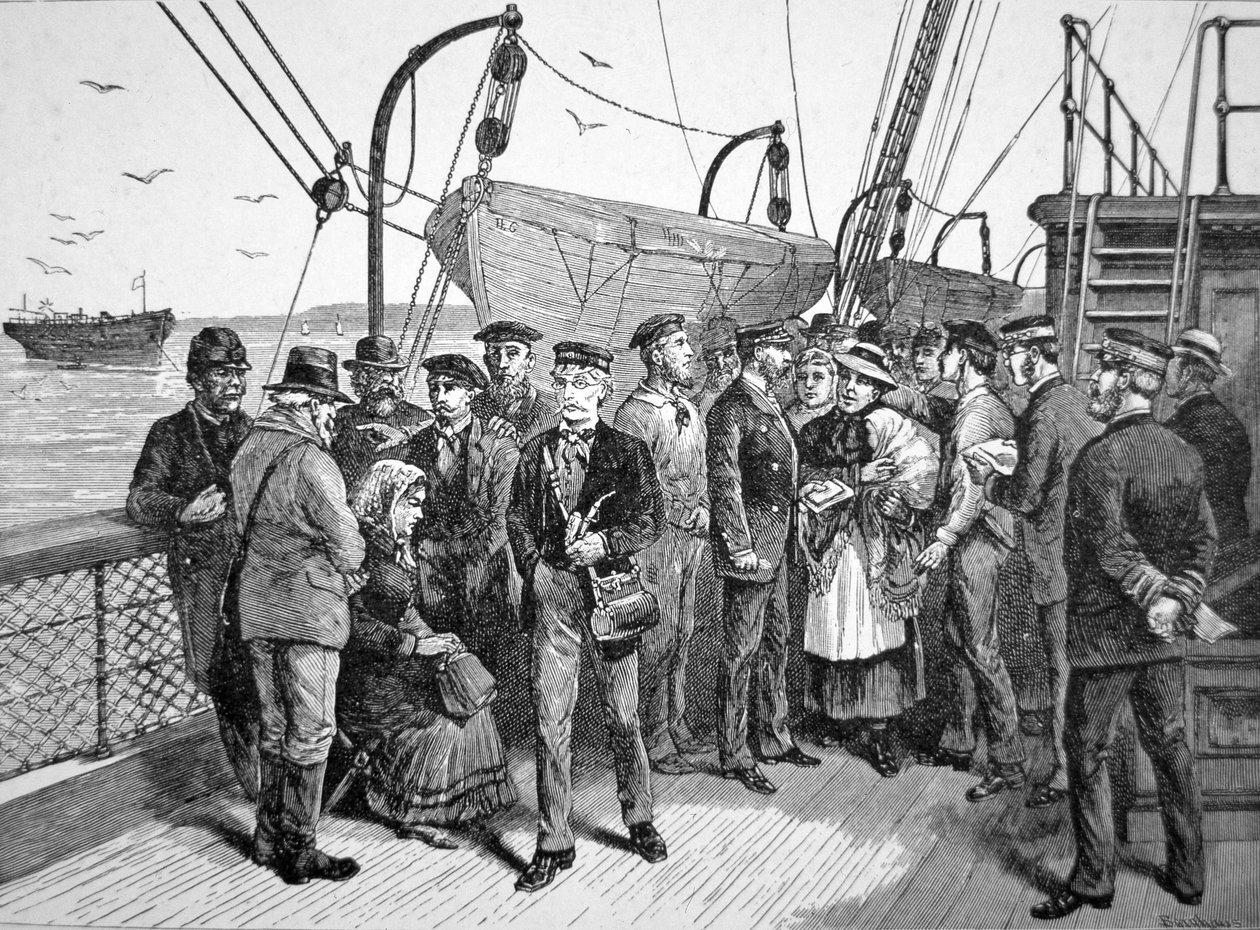 ABD Hükümeti sağlık görevlileri bir göçmen gemisinde, Quarantine Point, New York by American School