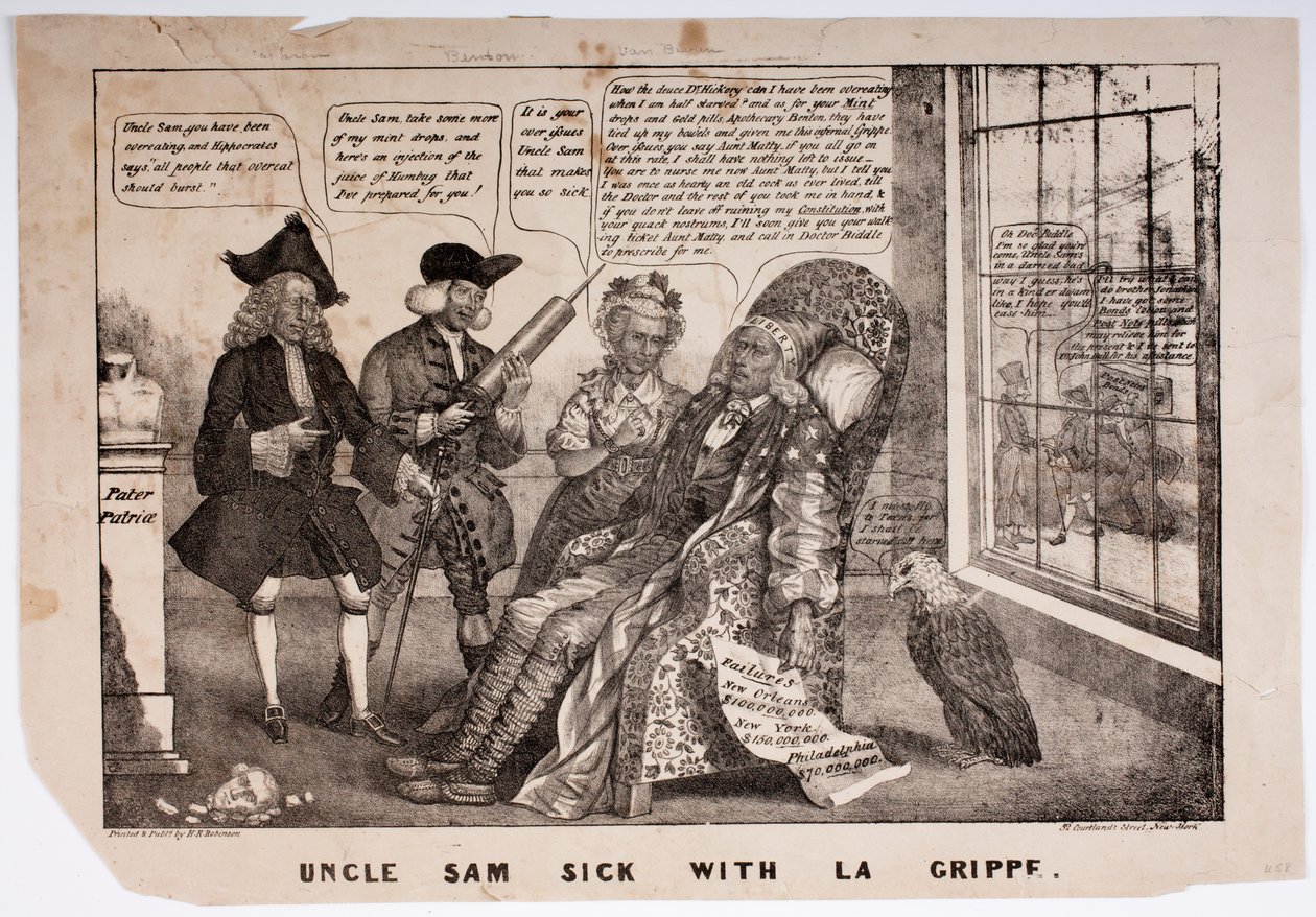 Sam Amca, La Grippe ile Hasta, 1837 by American School