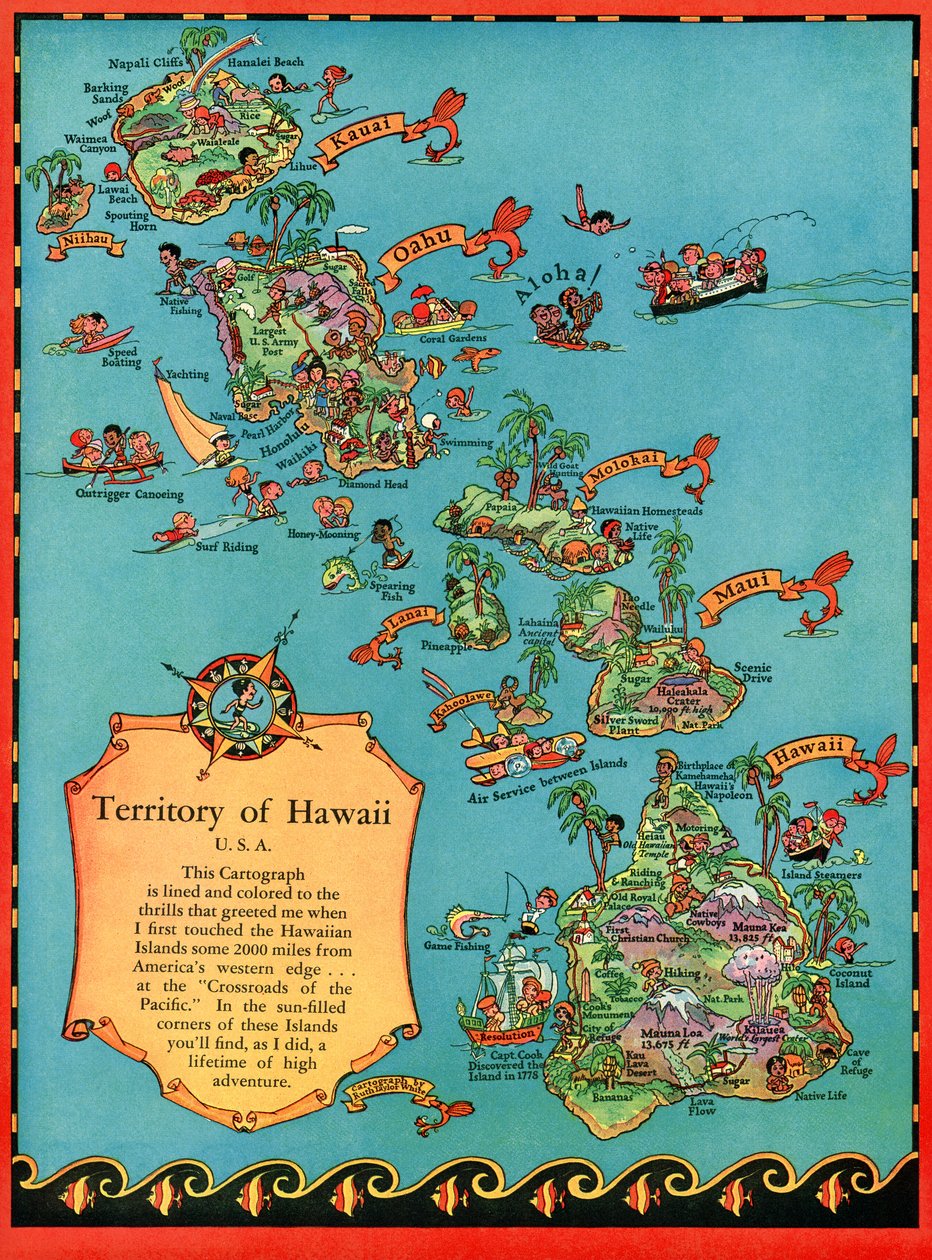 Hawaii Eski Turist Haritası by American School