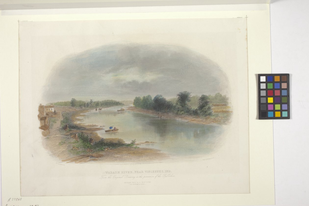 Wabash Nehri, Yakın Vincennes, Indiana (elle renklendirilmiş gravür) by American School