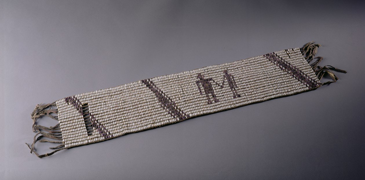 Lenni Lenape Kızılderili halkı tarafından yapılan Wampum kemeri, Pensilvanya by American School