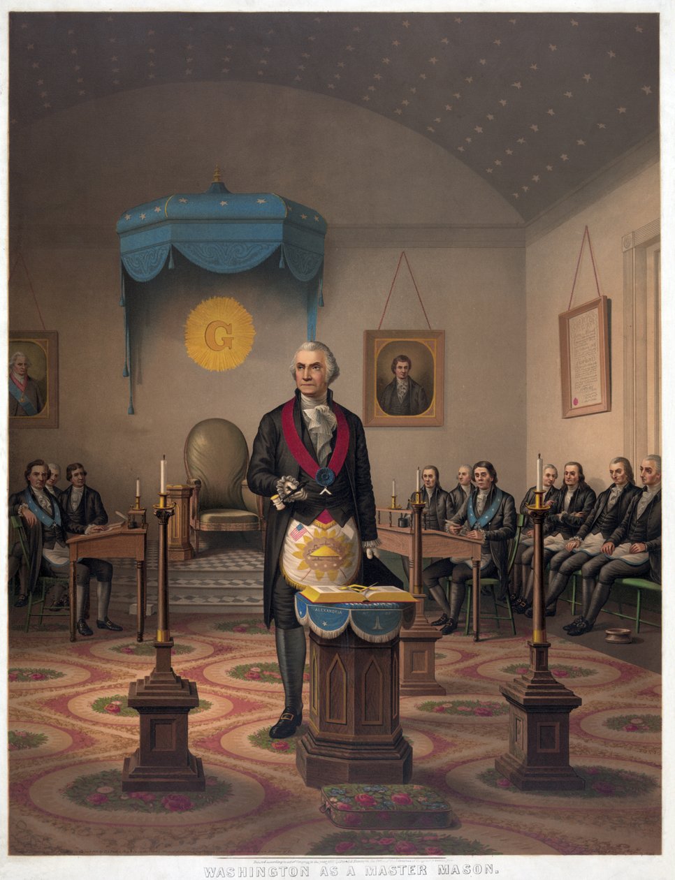 Washington, Usta Mason olarak, pub. 1870 by American School