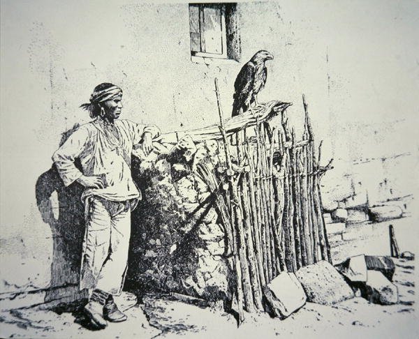 Bir kartal kafesi ile Zuni kabilesi by American School