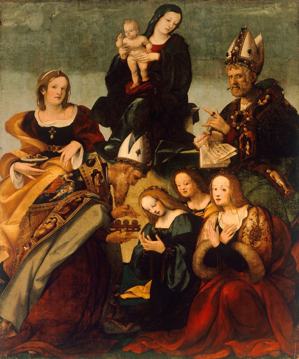 Çocuk ve Aziz Büyük Gregory ile Madonna (resim) by Amico Aspertini