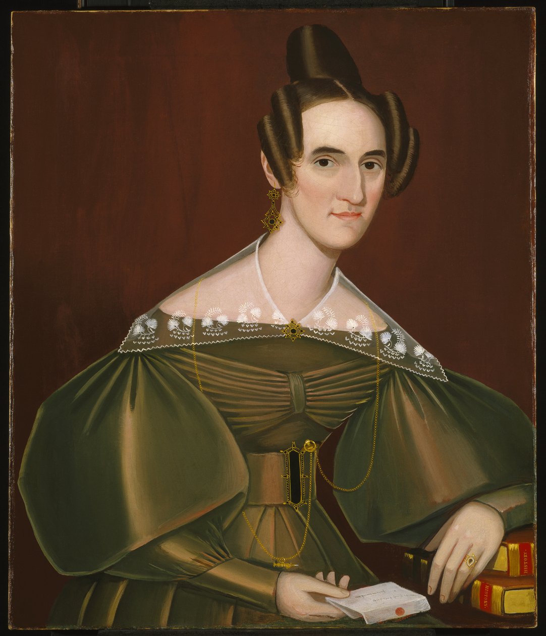 Jeannette Woolley, daha sonra Bayan John Vincent Storm, 1838 dolayları (tuval üzerine yağlı boya) by Ammi Phillips