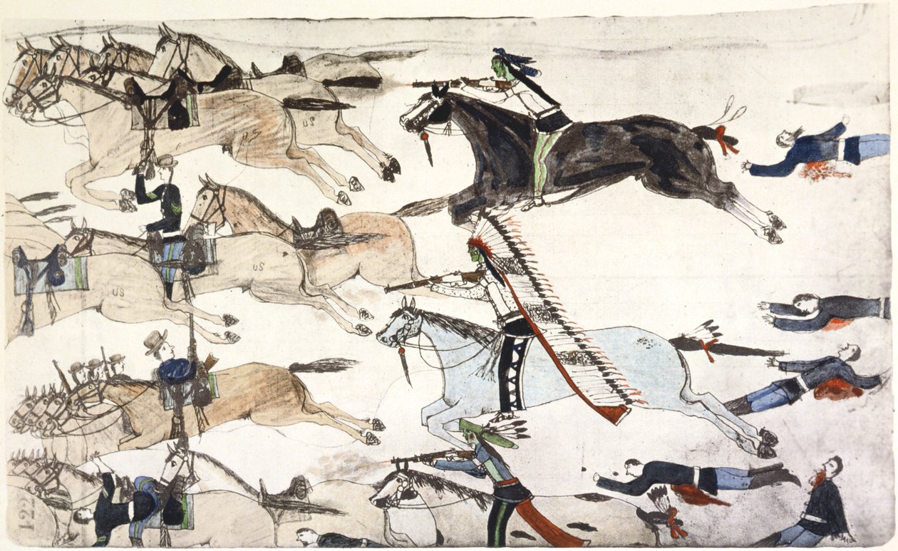 Little Bighorn Savaşı, Montana, ABD, 25-26 Haziran 1876 c1900 by Amos Bad Heart Buffalo