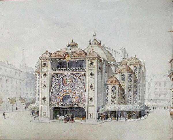 İdeal Tiyatro İçin Tasarım (kağıt üzerine sulu boya) by Anatole de Baudot