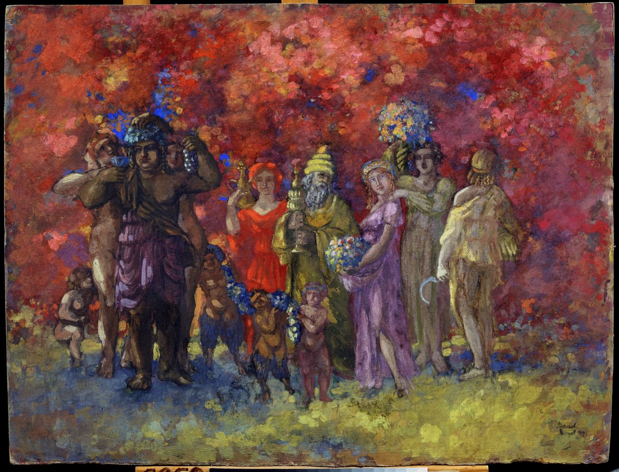 Sonbahar. Alegori (Sonbahar. Alegori). Anatoly Afanasyevich Arapov'un (1876-1949) tablosu. Tuval üzerine yağlı boya, 75 x 99 cm by Anatoli Afanasyevich Arapov