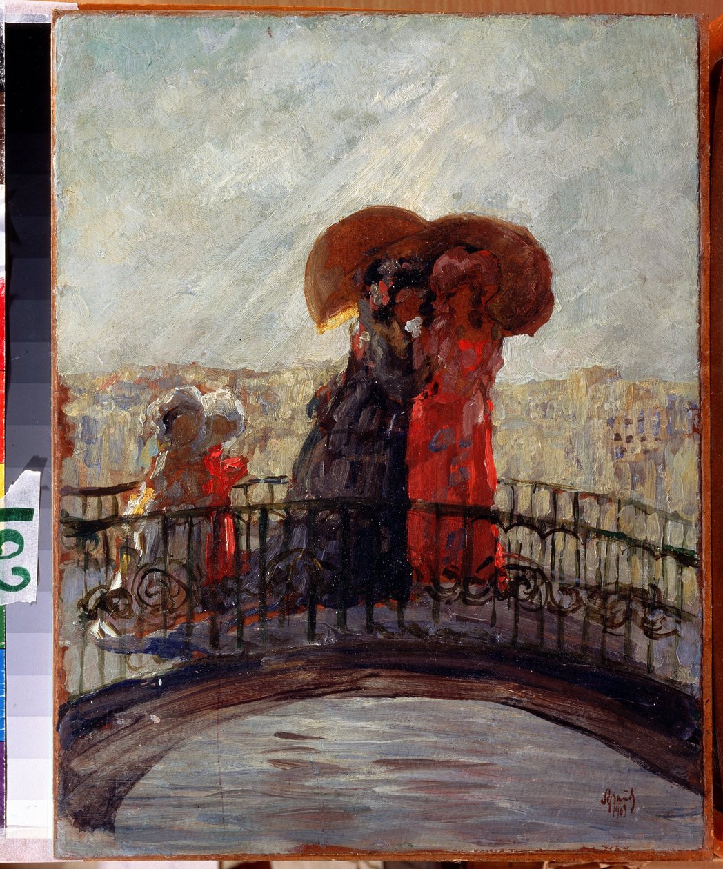 Yağmur altında (Yağmurda). Anatoly Afanasyevich Arapov'un (1876-1949) tablosu. Tuval üzerine yağlı boya, 36 x 28 cm by Anatoli Afanasyevich Arapov