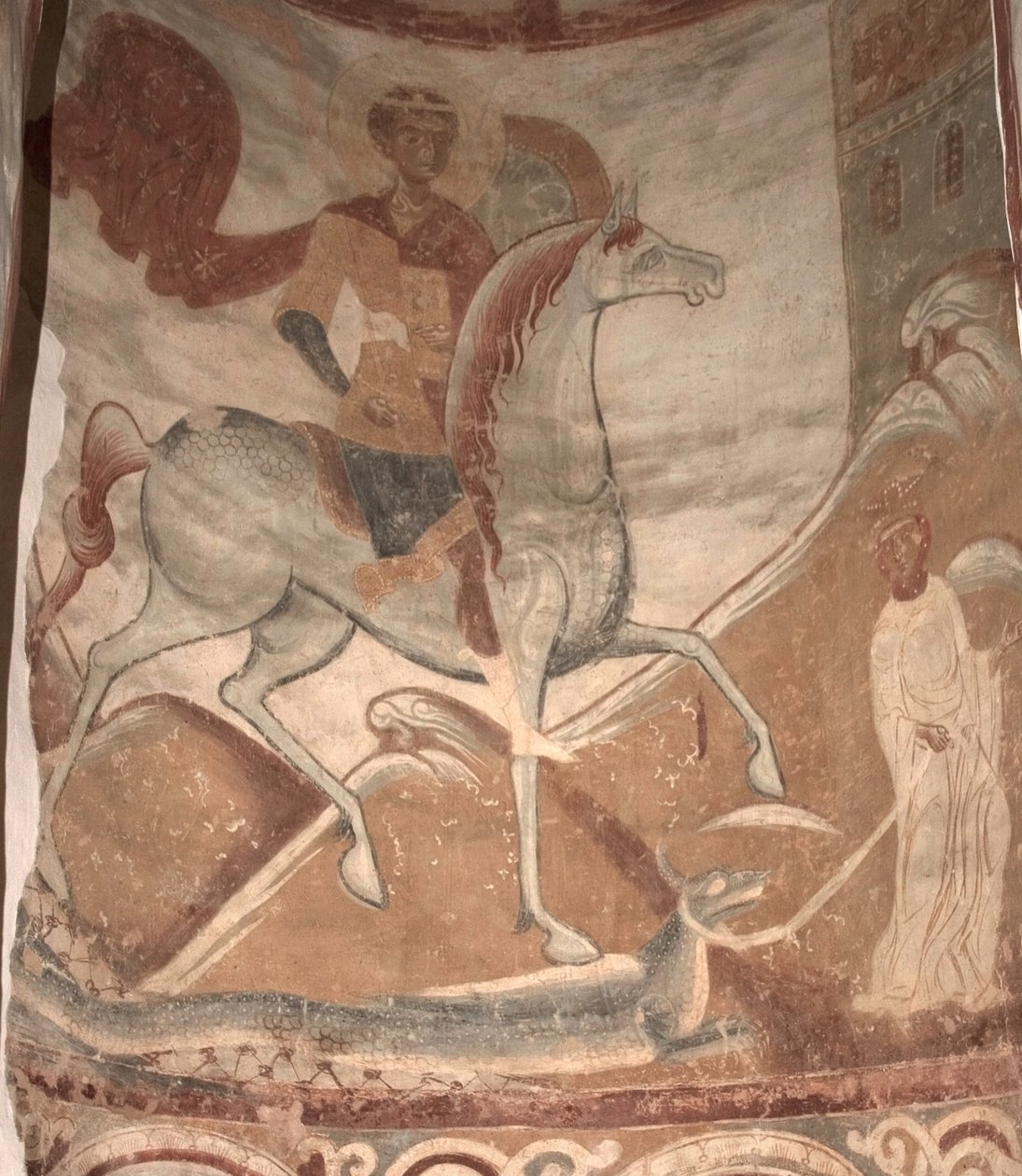 Aziz George ve Ejderha, 12. yüzyıl by Ancient Russian frescos