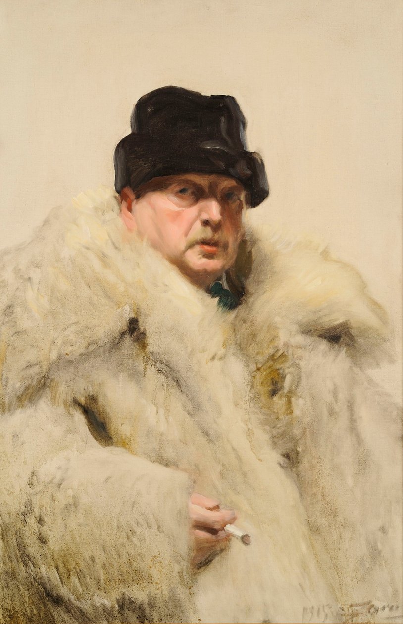 Kurt derisi kürklü otoportre by Anders Leonard Zorn
