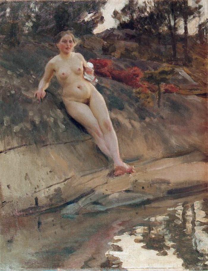 güneşlenen kız by Anders Leonard Zorn