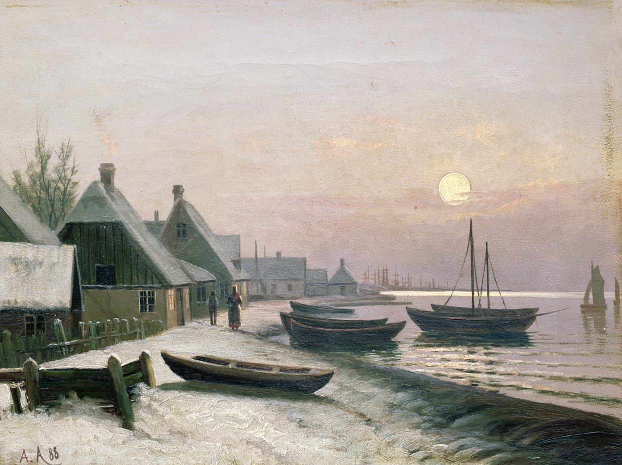 Kışın Güneş Işığında Balıkçı Tekneleri by Anders Andersen Lundby