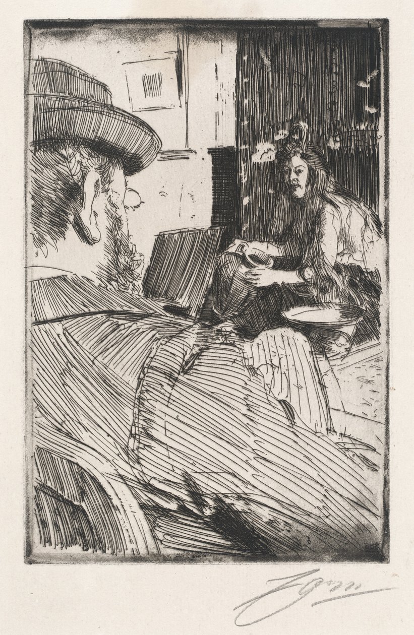 Albert Besnard ve Modeli, 1896. by Anders Leonard Zorn