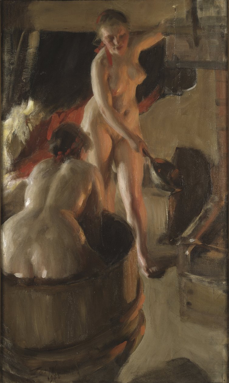 Filles de Dalecarlie prenant un bain - Dalarna