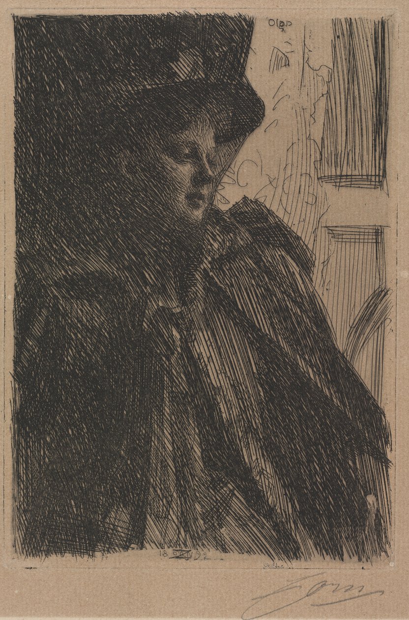 Mme. Olga Bratt, 1892. by Anders Leonard Zorn