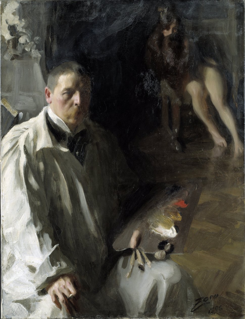 Model par Zorn, Anders Leonard (1860-1920) ile otoportre. Tuval üzerine yağlı boya, ebat : 117x94 by Anders Leonard Zorn