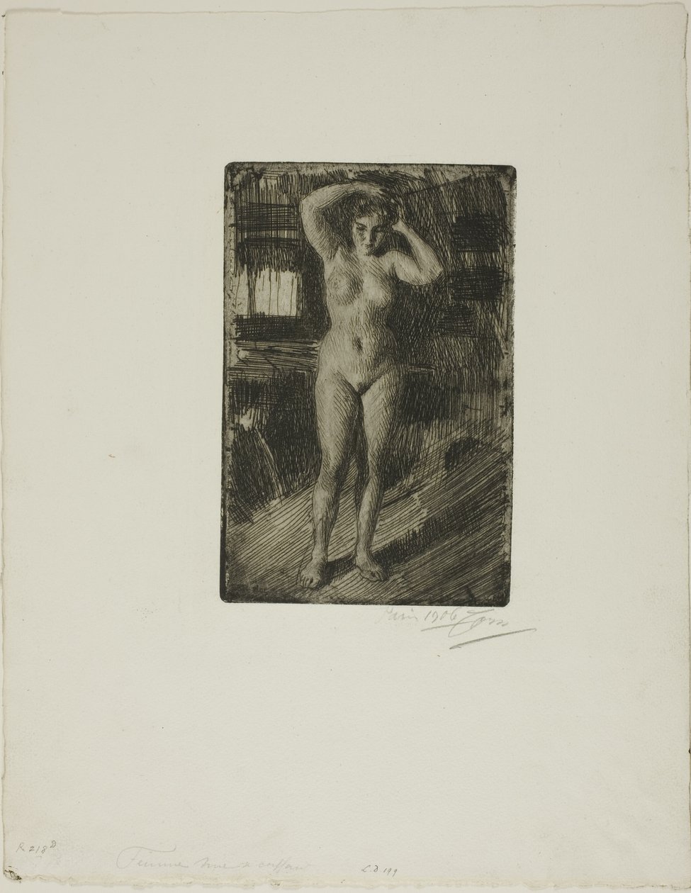 Anna Saçını Yapıyor by Anders Leonard Zorn