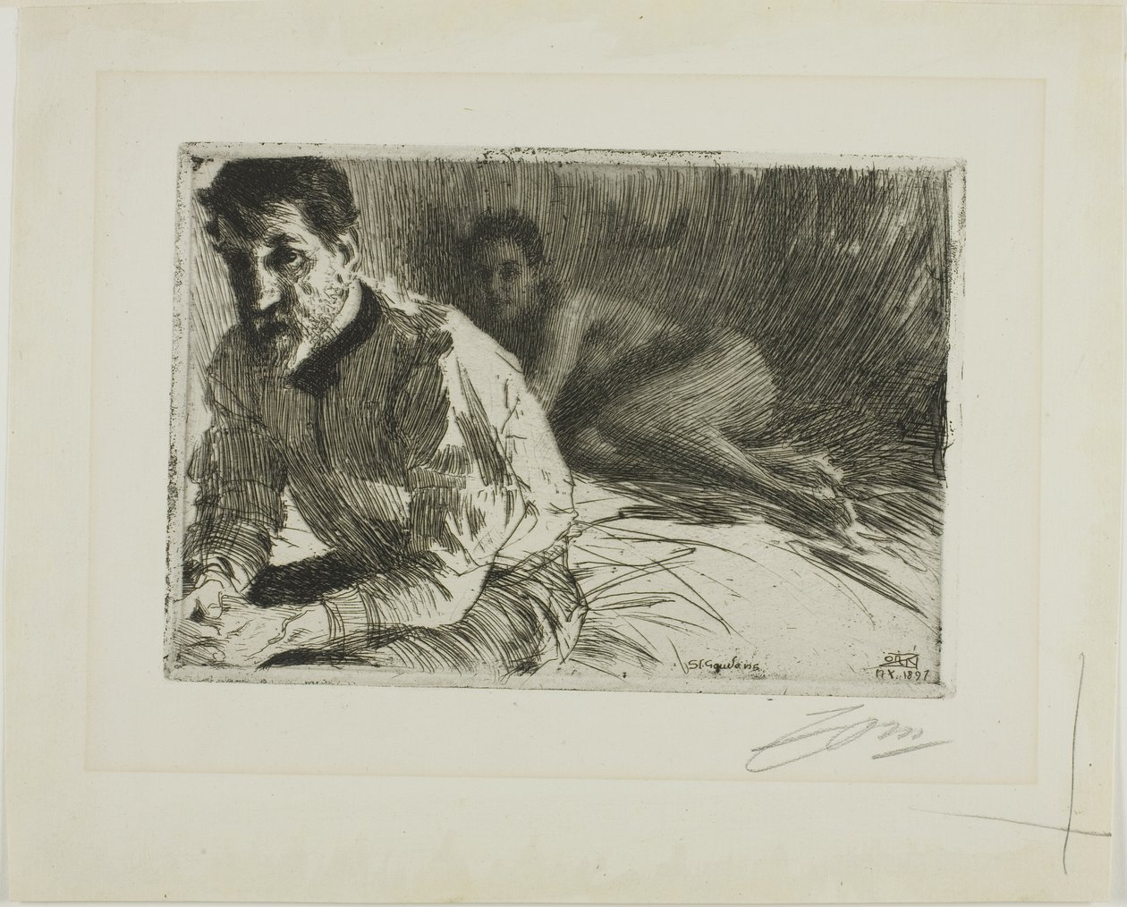 Augustus Saint-Gaudens II (Saint-Gaudens ve Modeli) by Anders Leonard Zorn