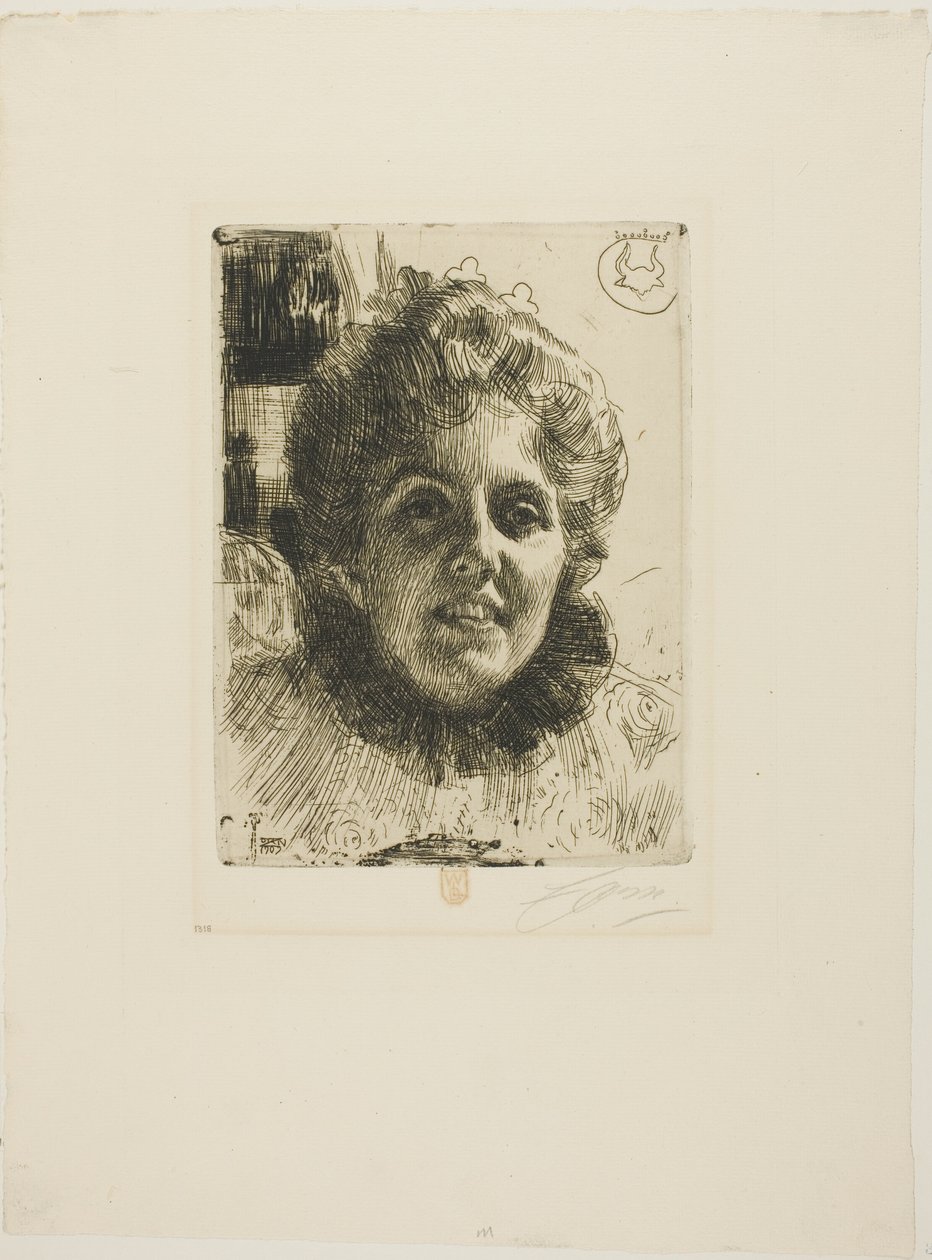 Aurore (Bayan Aurore Klintberg, kızlık soyadı Oxenstierna, Baş) by Anders Leonard Zorn