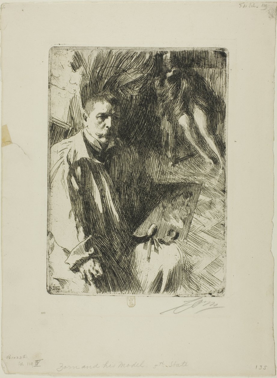 Model II ile Otoportre by Anders Leonard Zorn