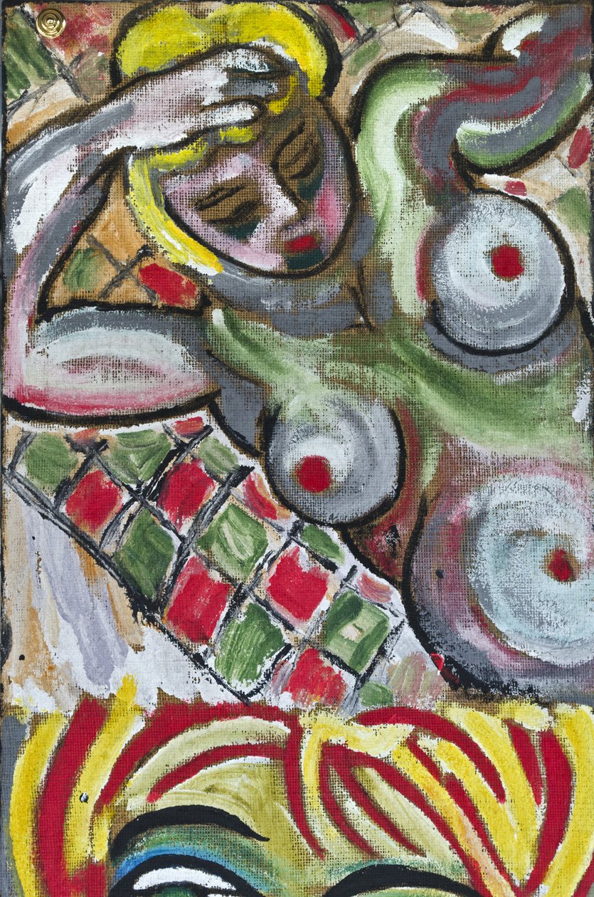 EXPRESSIONIST FEMALE NUDE, 2012 (ahşap çerçeve üzerine gerilmiş jüt tuval üzerine akrilik) by Ando Gilardi