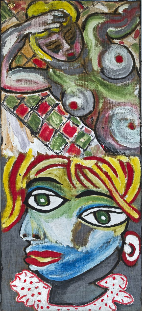 EXPRESSIONIST NUDE AND CUBIST PORTRAIT, 2012 (ahşap çerçeve üzerine gerilmiş jüt tuval üzerine akrilik) by Ando Gilardi