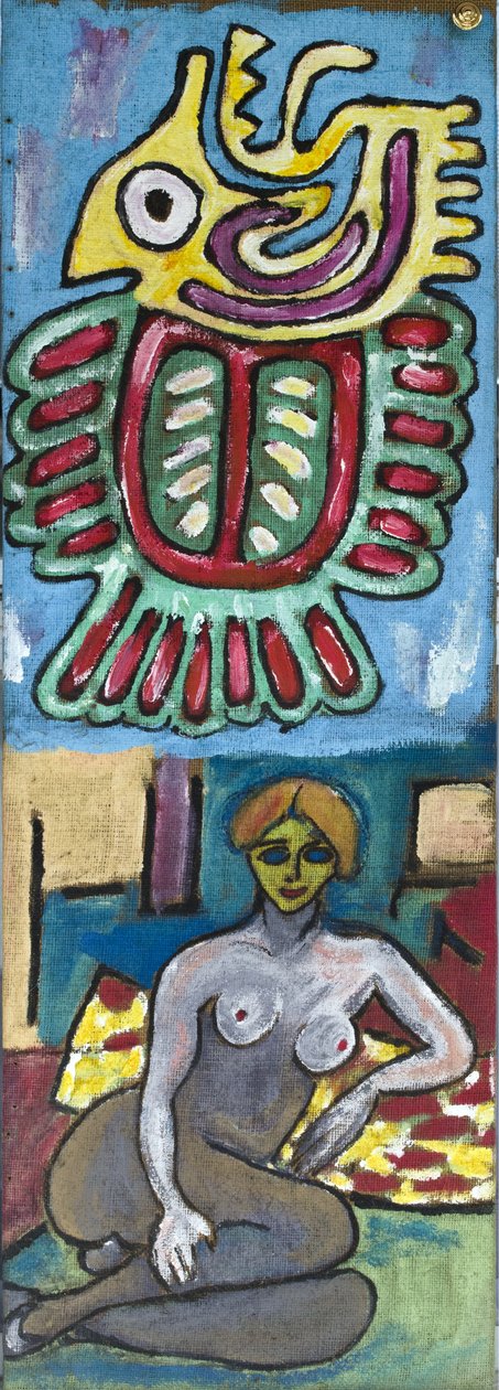 MYTHOLOGICAL FIGURE AND FEMALE NUDE, 2012 (ahşap çerçeve üzerine gerilmiş jüt tuval üzerine akrilik) by Ando Gilardi