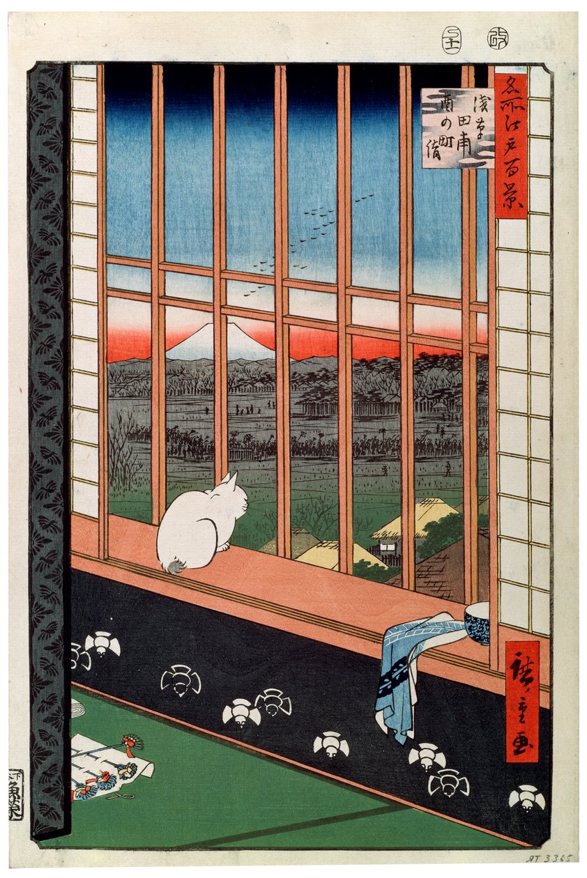 Pencere Koltuğunda Oturan Kedi, 19. yüzyıl by Ando Hiroshige