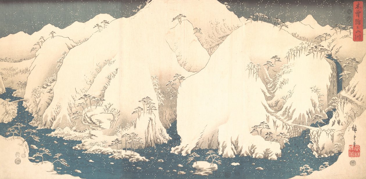 Karda Kiso Dağları, 1857., 1857. by Ando Hiroshige