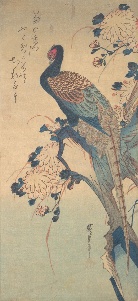 Krizantemli Sülün, ca. 1835., yaklaşık 1835. by Ando Hiroshige