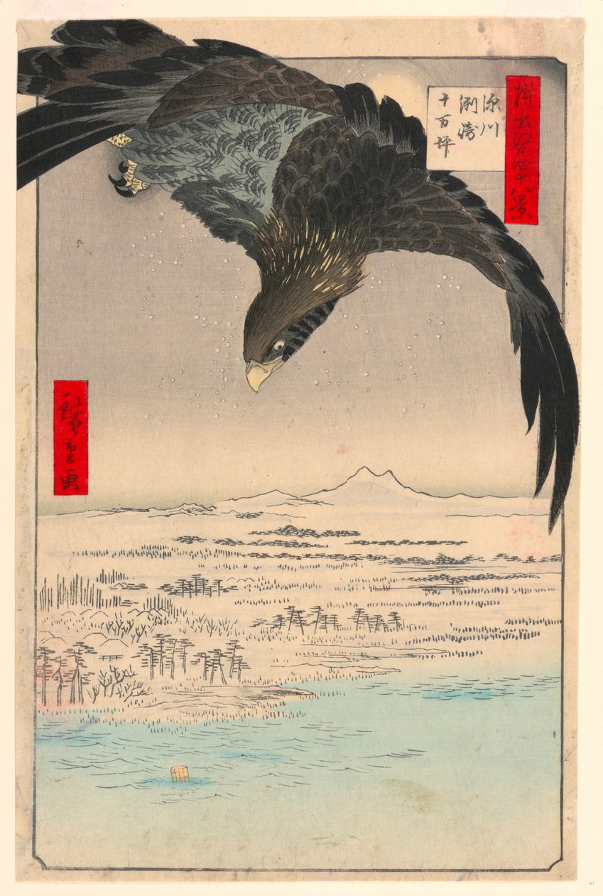 Suzaki Fukagawa'da Düz (Fukagaw Susaki, Juman-tsubo) Edo'nun Yüz Görünümü Serisinden by Ando Hiroshige