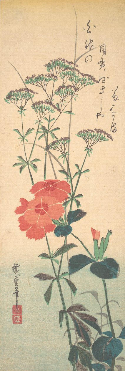 Superb Pinks ve Chinese Agrimony, yak. 1836., yakl. 1836. by Ando Hiroshige