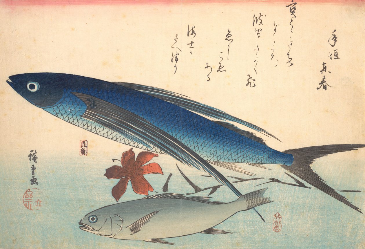 Tobiuo ve Ishimochi Balıkları, Uozukushi Her Çeşit Balık serisinden, 1840