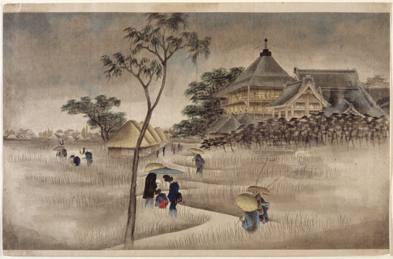 (Aşağıda Kulübeler Olan Büyük Bina) (17.218 ile Aynı) by Ando or Utagawa Hiroshige