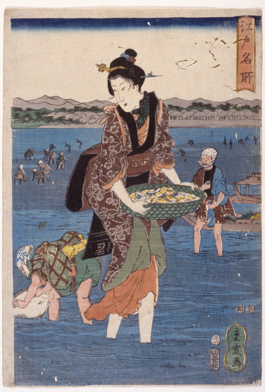 (Büyük Yürüyen Kadın Figürü) by Ando or Utagawa Hiroshige